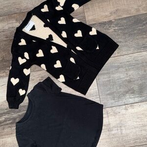 Old Navy Black and Cream Heart Sweater